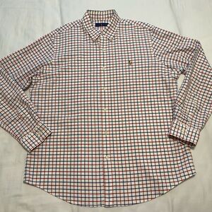 Men’s XL Ralph Lauren Red White and Blue Checkered Long Sleeve Button Up Shirt